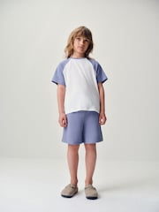 The Set 8 Piece Jersey Zip Through Hoody Crew Joggers Shorts and Short Sleeve Oversized T-Shirt Set Blue/Navy/White - Image 2 of 19