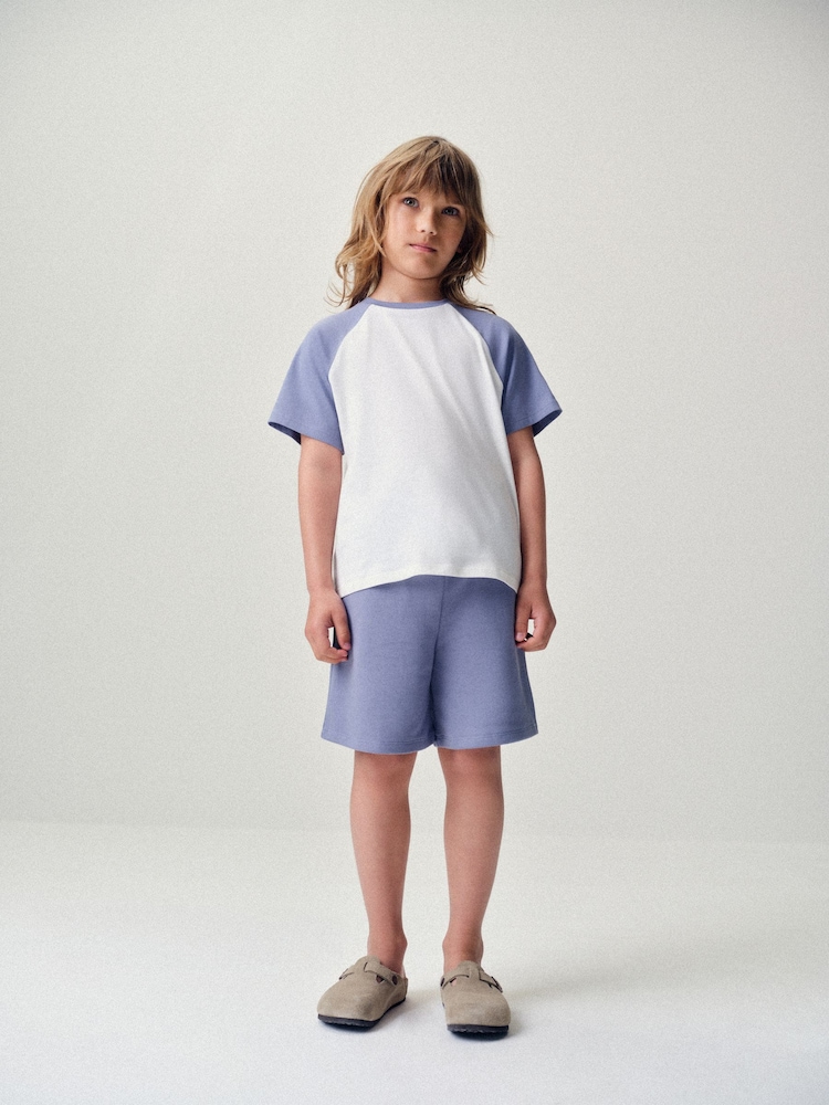 The Set 8 Piece Jersey Zip Through Hoody Crew Joggers Shorts and Short Sleeve Oversized T-Shirt Set Blue/Navy/White - Image 2 of 19