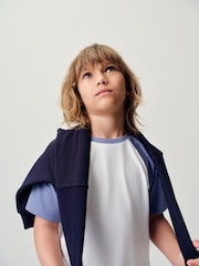 The Set 8 Piece Jersey Zip Through Hoody Crew Joggers Shorts and Short Sleeve Oversized T-Shirt Set Blue/Navy/White - Image 5 of 19