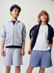 The Set 8 Piece Jersey Zip Through Hoody Crew Joggers Shorts and Short Sleeve Oversized T-Shirt Set Blue/Navy/White - Image 6 of 19