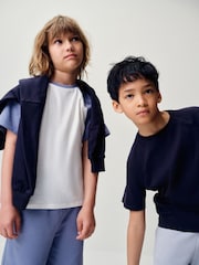 The Set 8 Piece Jersey Zip Through Hoody Crew Joggers Shorts and Short Sleeve Oversized T-Shirt Set Blue/Navy/White - Image 8 of 19