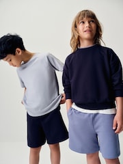 The Set 8 Piece Jersey Zip Through Hoody Crew Joggers Shorts and Short Sleeve Oversized T-Shirt Set Blue/Navy/White - Image 9 of 19
