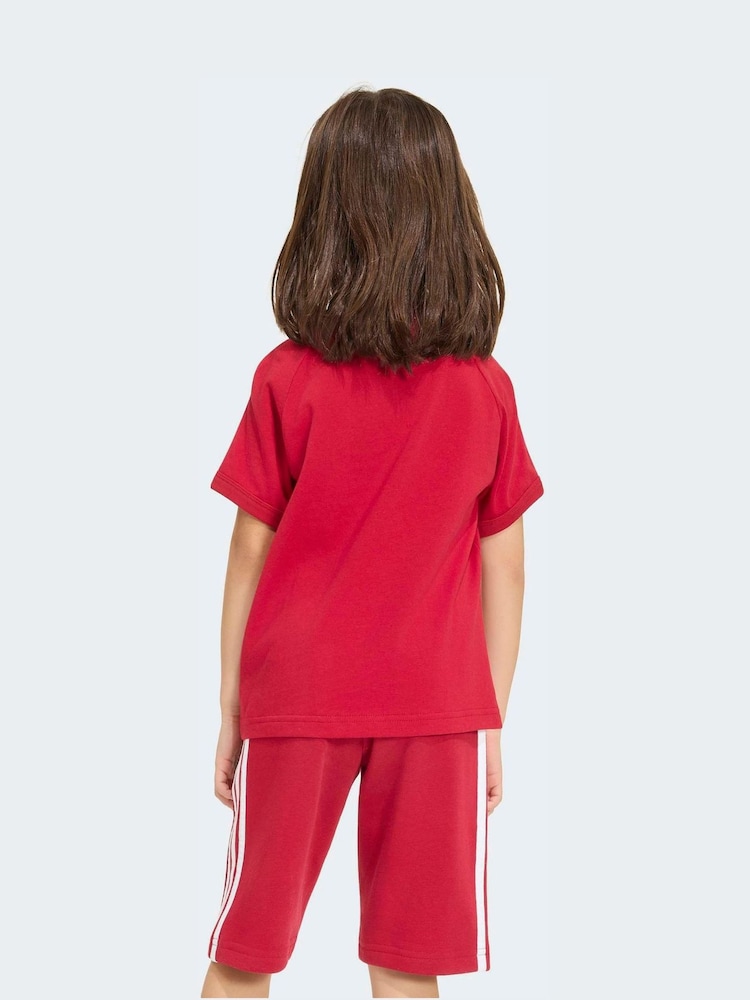 adidas Originals Red 3 Stripe T-Shirt - Image 2 of 6 adidas Originals Red 3 Stripe T-Shirt - Image 2 of 6