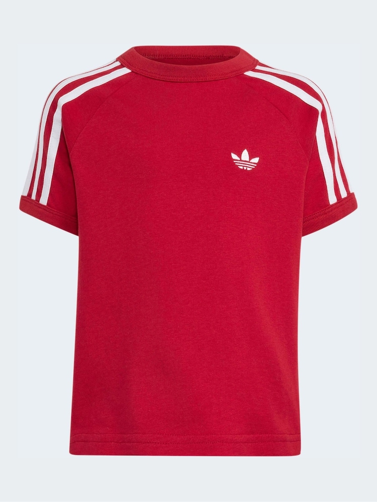 adidas Originals Red 3 Stripe T-Shirt - Image 6 of 6 adidas Originals Red 3 Stripe T-Shirt - Image 6 of 6