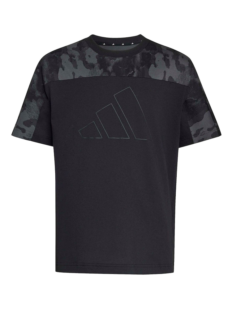 adidas Black Essentials Camo Cotton T-Shirt - Image 1 of 1 adidas Black Essentials Camo Cotton T-Shirt - Image 1 of 1