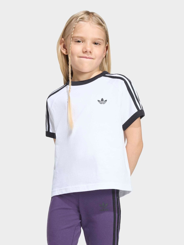 adidas Originals White 3 Stripe T-Shirt - Image 1 of 6 adidas Originals White 3 Stripe T-Shirt - Image 1 of 6