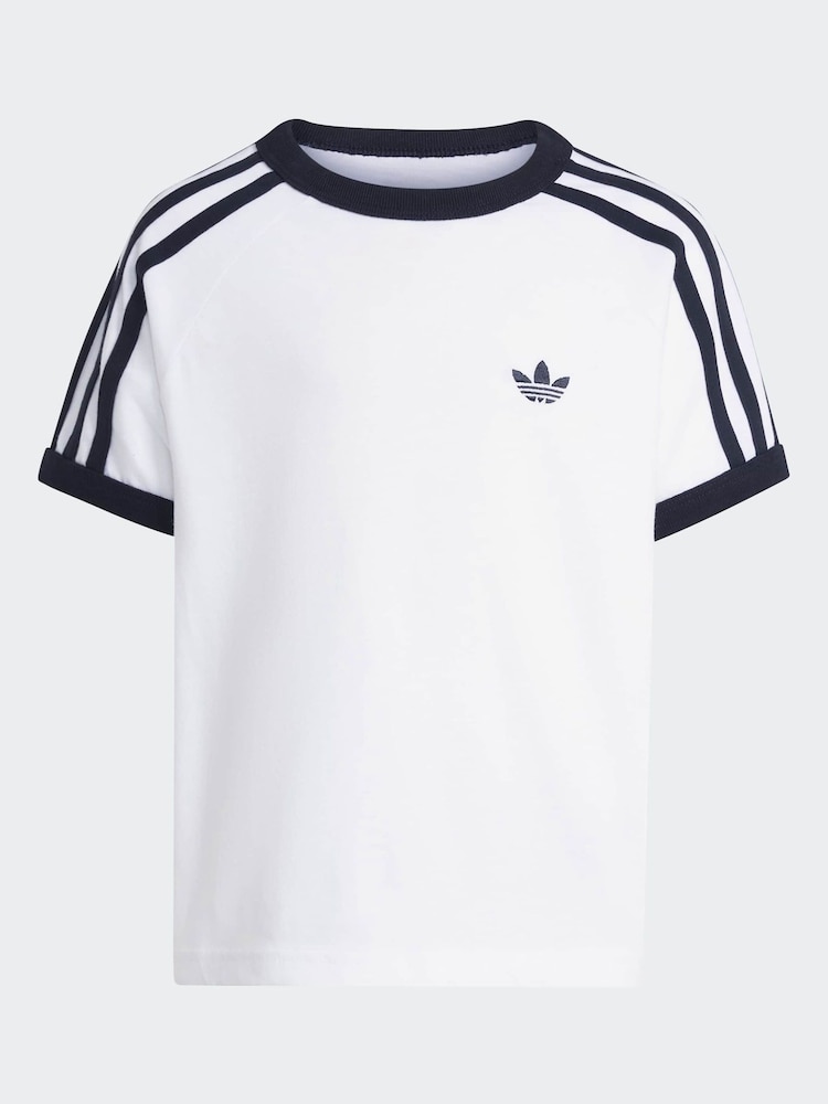 adidas Originals White 3 Stripe T-Shirt - Image 6 of 6 adidas Originals White 3 Stripe T-Shirt - Image 6 of 6