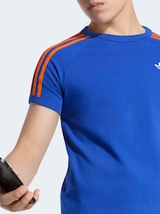 adidas Originals Blue/Orange 3 Stripes T-Shirt - Image 4 of 6
