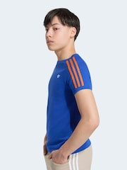 adidas Originals Blue/Orange 3 Stripes T-Shirt - Image 5 of 6