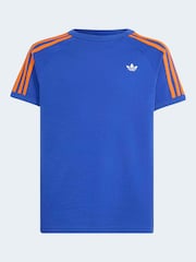 adidas Originals Blue/Orange 3 Stripes T-Shirt - Image 6 of 6