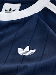 adidas Originals Blue Pinstripe 3 Stripe T-Shirt - Image 7 of 7