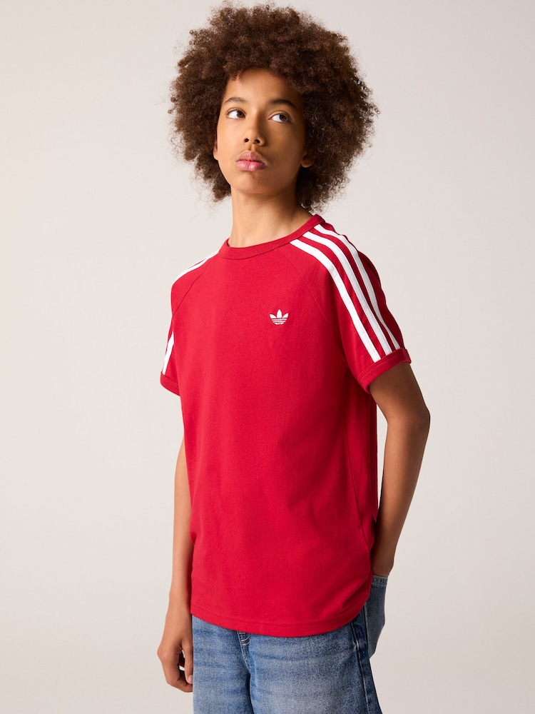 Rot - Adidas Originals T-Shirt mit 3 Streifen - Bild 2 von 5
