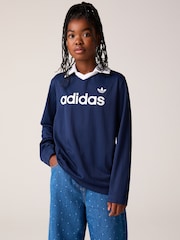 adidas Originals långärmad kritrandig pikétröja - Bild 1 av 6