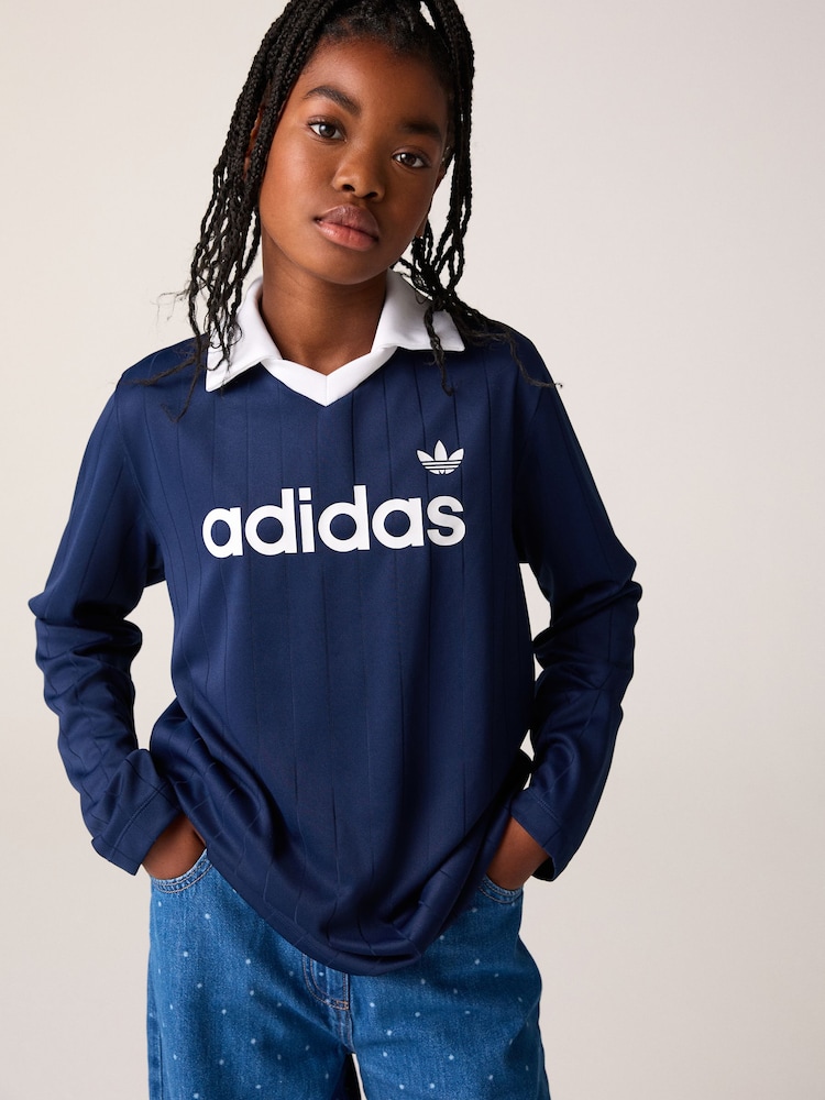 adidas Originals långärmad kritrandig pikétröja - Bild 2 av 6