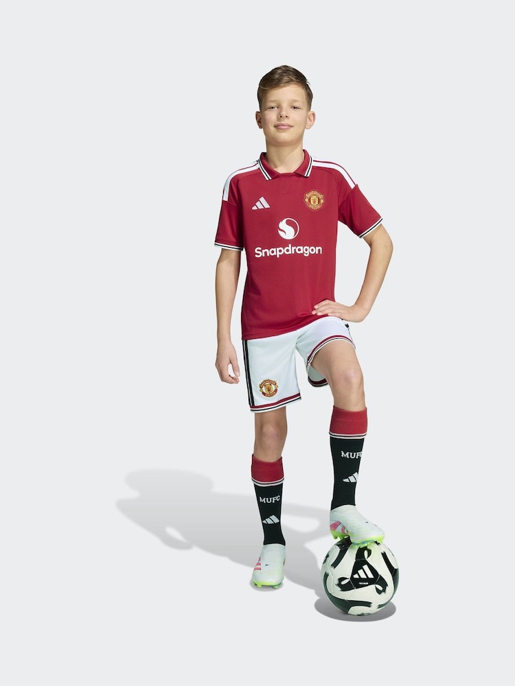 adidas White Manchester United FC Home Shorts - Image 2 of 6 adidas White Manchester United FC Home Shorts - Image 2 of 6