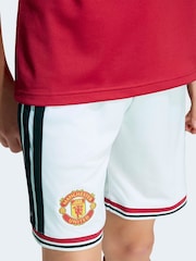 adidas White Manchester United FC Home Shorts - Image 4 of 6