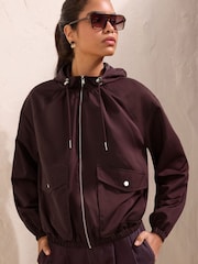 Friends Like These Aubergine Purple Lightweight Hooded Funnel Jacket - Image 1 of 5