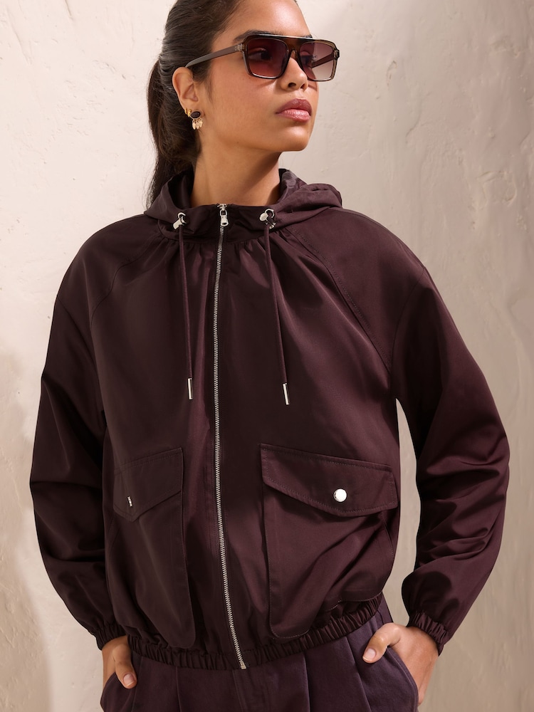 Friends Like These Aubergine Purple Lightweight Hooded Funnel Jacket - Image 1 of 5