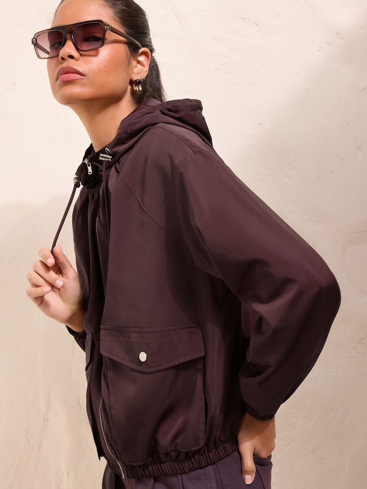 Friends Like These Aubergine Purple Lightweight Hooded Funnel Jacket - Image 2 of 5
