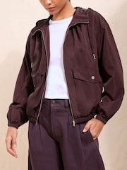 Friends Like These Aubergine Purple Lightweight Hooded Funnel Jacket - Image 3 of 5