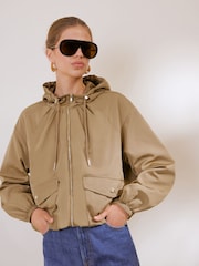 Friends Like These Olive Green Lightweight Hooded Funnel Jacket - Image 1 of 5