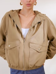 Friends Like These Olive Green Lightweight Hooded Funnel Jacket - Image 3 of 5