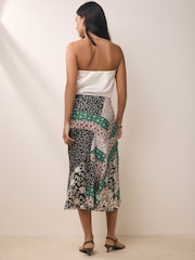 BHOEM Multi Patchwork Print Satin Midi Skirt - Image 4 of 6