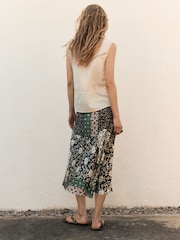 BHOEM Multi Patchwork Print Satin Midi Skirt - Image 5 of 6