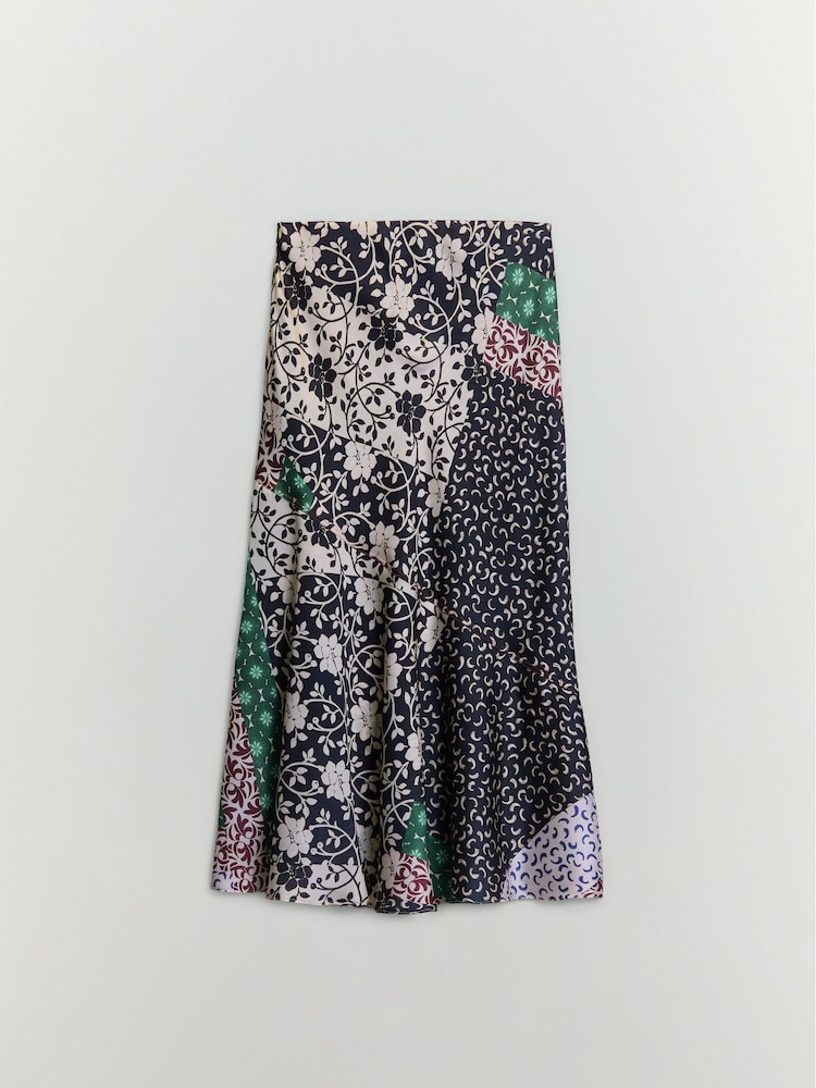 BHOEM Multi Patchwork Print Satin Midi Skirt - Image 6 of 6