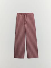 Pantalon droit BHOEM en coton rouge rayé bordeaux - Image 6 de 6