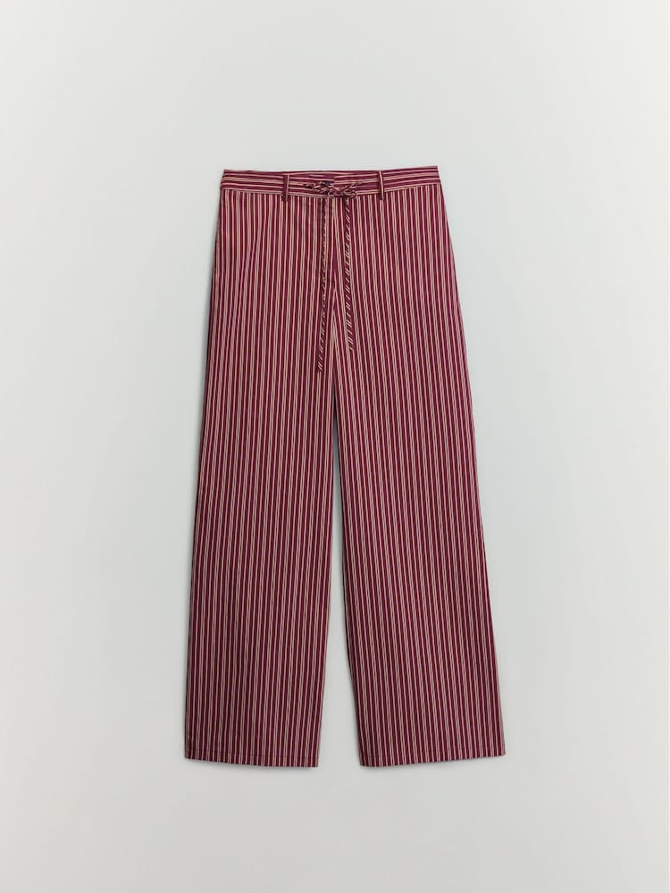 Pantalon droit BHOEM en coton rouge rayé bordeaux - Image 6 de 6 Pantalon droit BHOEM en coton rouge rayé bordeaux - Image 6 de 6