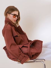 Friends Like These Burnt Red Short Belted Trench Coat - Image 5 of 5