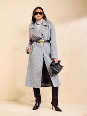 Friends Like These Grey Smart Twill Long Wool Coat - Image 2 of 6