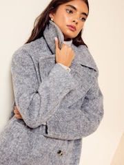 Friends Like These Grey Smart Twill Long Wool Coat - Image 3 of 6