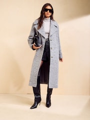 Friends Like These Grey Smart Twill Long Wool Coat - Image 4 of 6