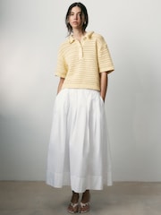 BHOEM Midi Pleated Poplin White Skirt - Image 1 of 6