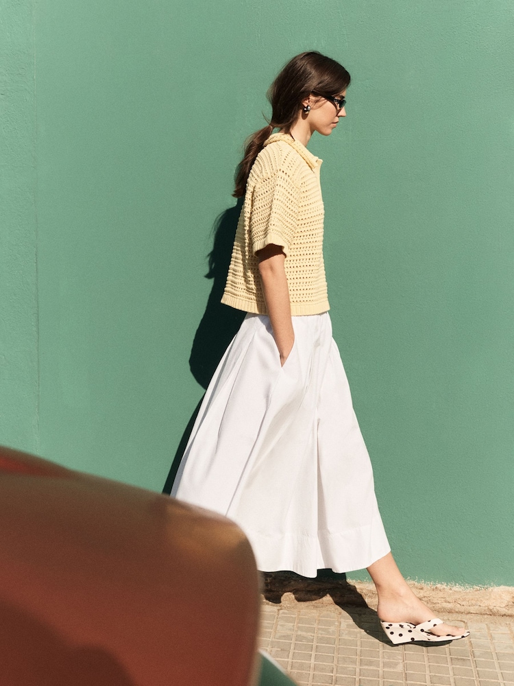 BHOEM Midi Pleated Poplin White Skirt - Image 2 of 6