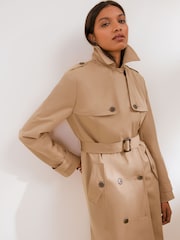 Friends Like These Neutral Longline Trench Coat - Image 1 of 5