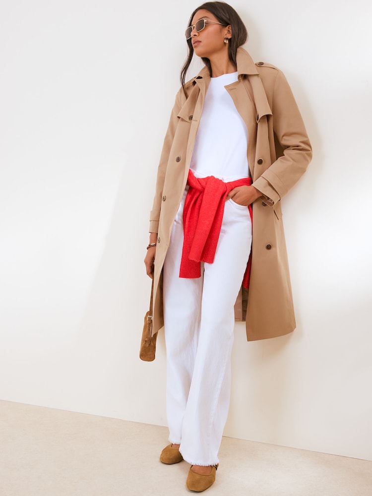 Friends Like These Neutral Longline Trench Coat - Image 2 of 5