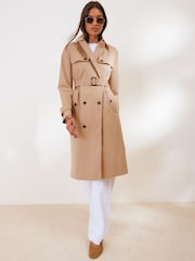 Friends Like These Neutral Longline Trench Coat - Image 4 of 5