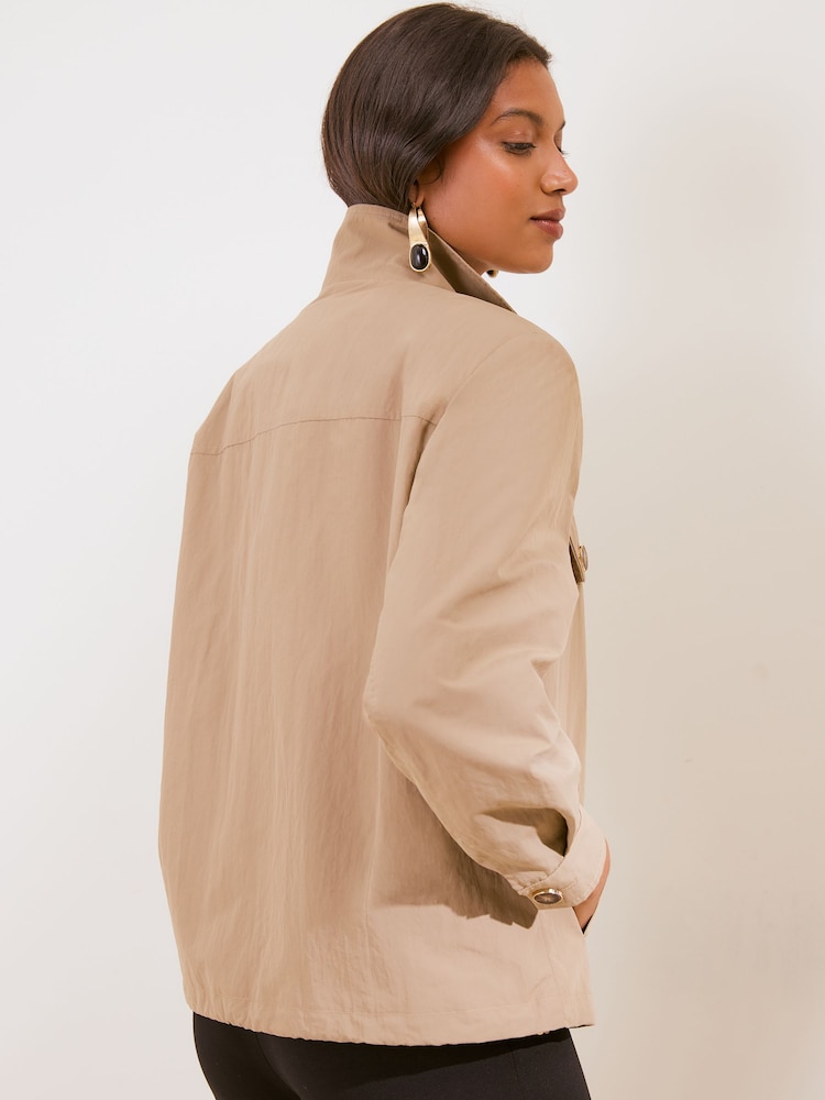 Friends Like These Neutral Lightweight Funnel Neck Jacket - Image 5 of 5