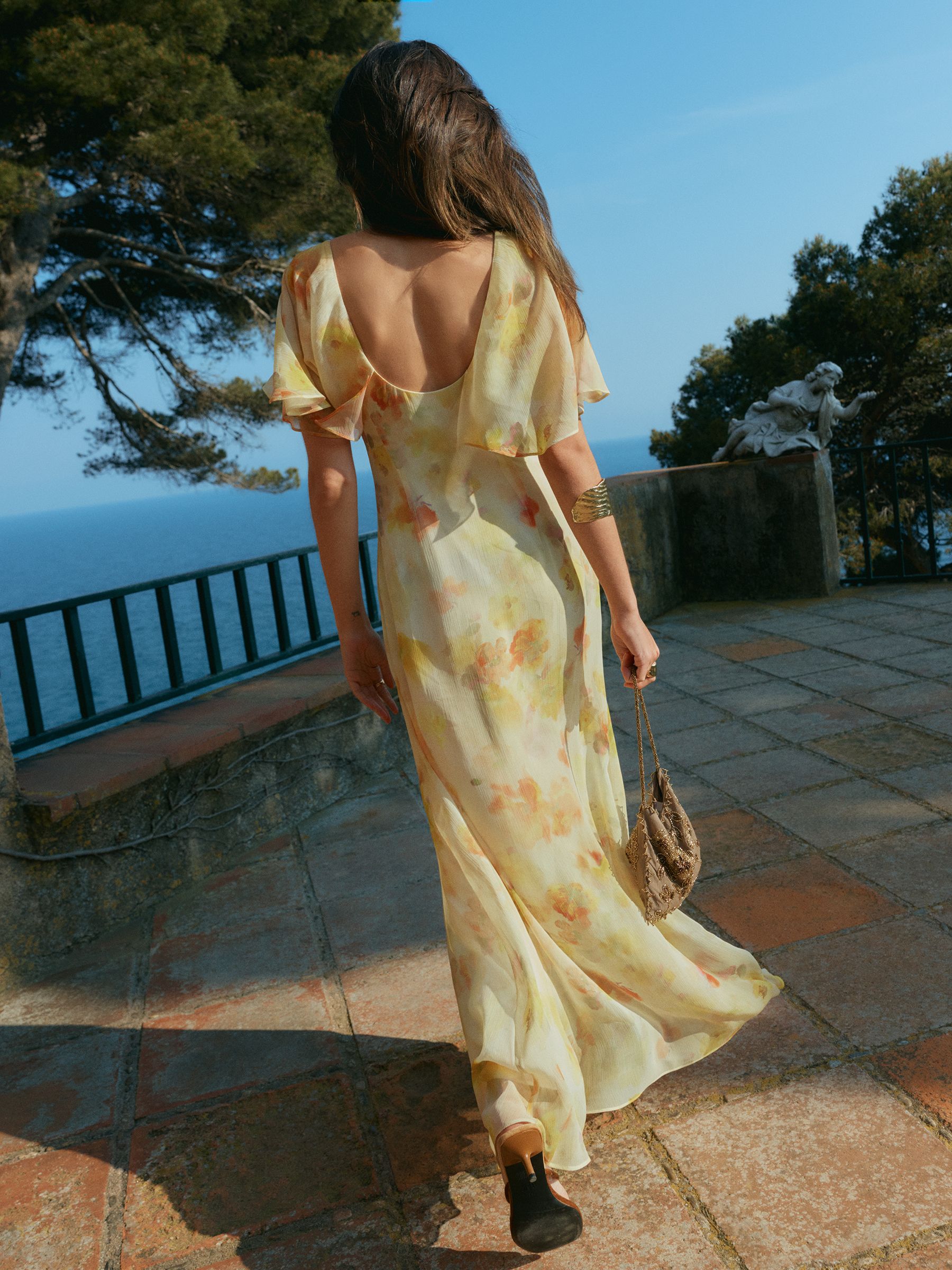 floral empire waist dress Elegant Black SIZE:62W-30L Bedroom_Furniture Donnamia Maxi Dress in