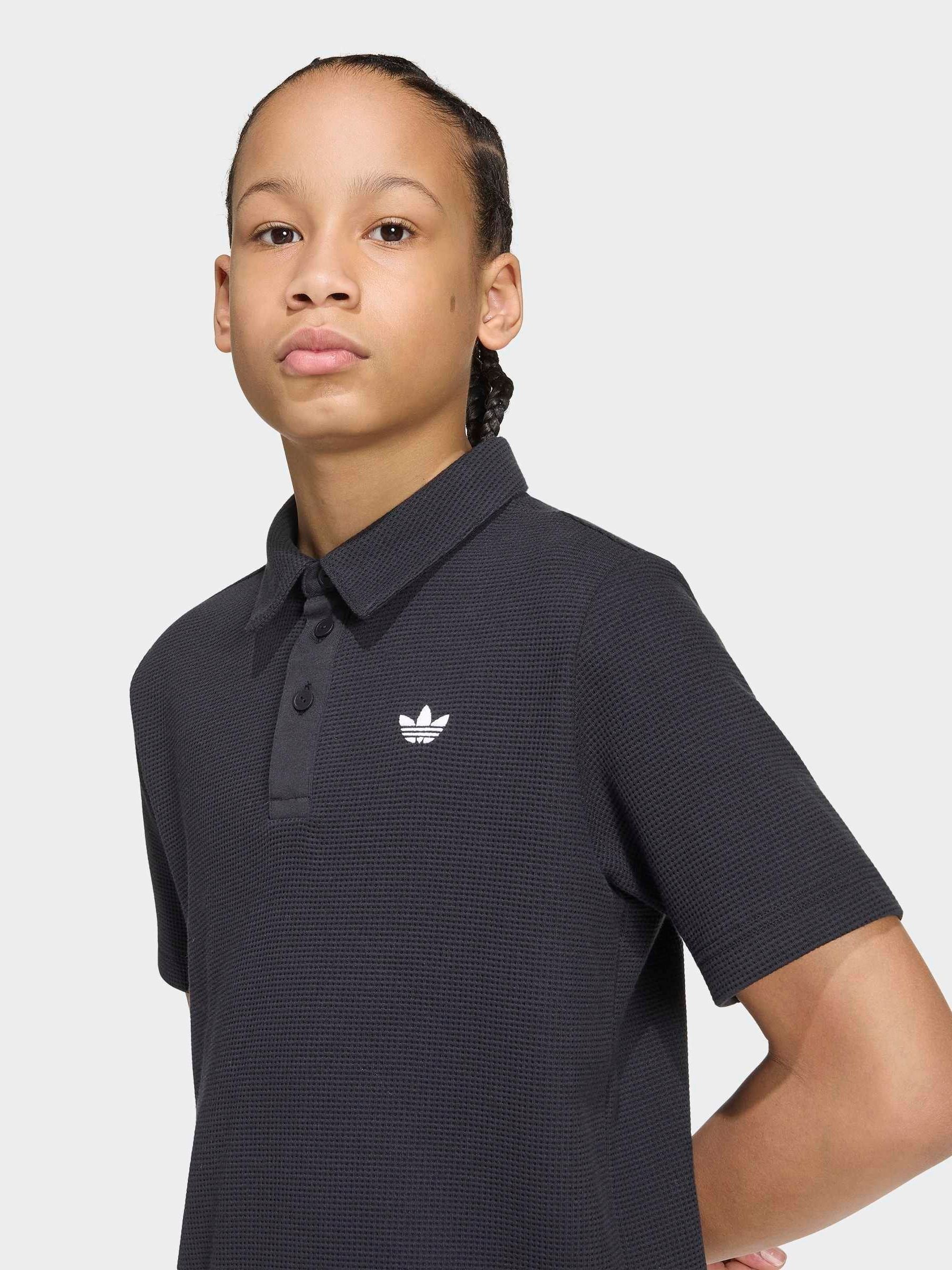 Buy adidas Originals Black Waffle Polo T-Shirt from the Next UK