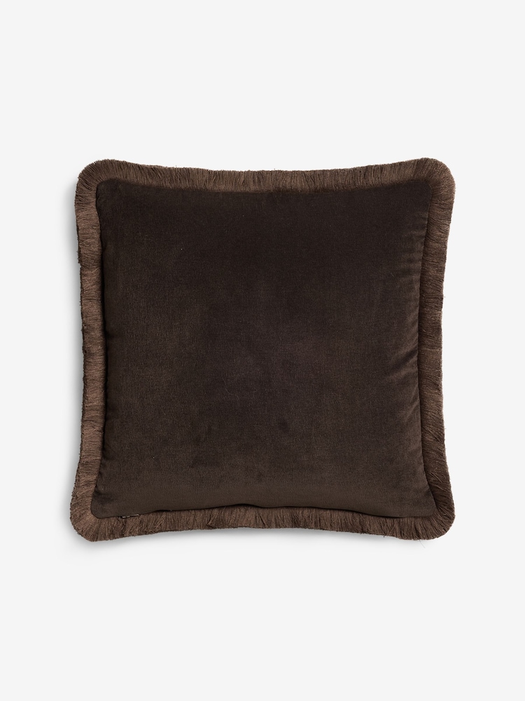 Coussin à franges contrastantes en velours doux - Image 4 de 4