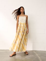 BHOEM Multi Tie Dye Print Crochet Bodice Maxi Tiered Dress - Image 1 of 5