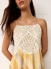 BHOEM Multi Tie Dye Print Crochet Bodice Maxi Tiered Dress - Image 2 of 5