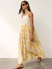BHOEM Multi Tie Dye Print Crochet Bodice Maxi Tiered Dress - Image 3 of 5