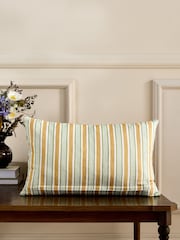 Nina Campbell Ochre Ikat Stripe Embroidered Cushion - Image 2 of 6