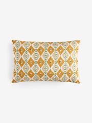 Nina Campbell Ochre Ikat Stripe Embroidered Cushion - Image 5 of 6