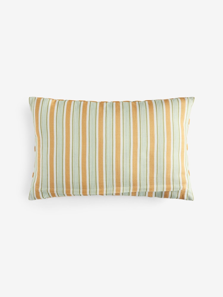 Nina Campbell Ochre Ikat Stripe Embroidered Cushion - Image 6 of 6